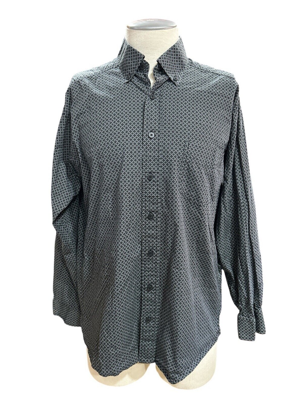PANHANDLE Mens Button Down Shirt L Black Gray Geometric Tuf Cooper Performance